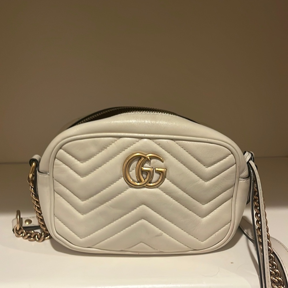 AUTHENTIC Gucci Marmomt Mini in White Leather